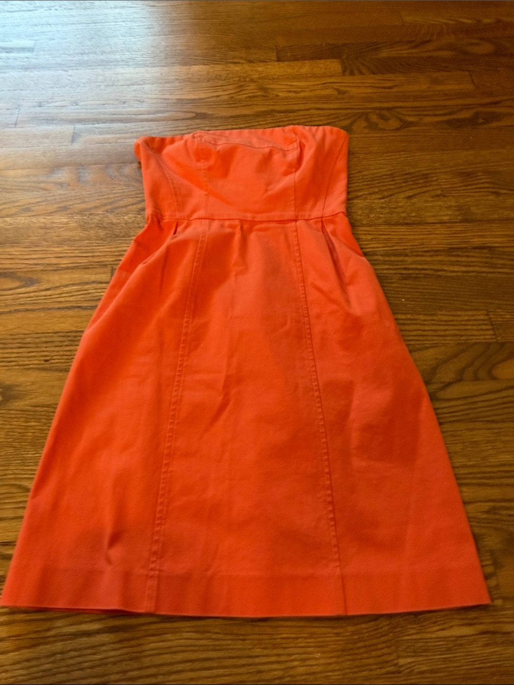 Theory Strapless Coral-Orange Cotton Dress Size 0
